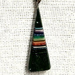 ZUNI INLAID SPINY OYSTER  STERLING SILVER PENDANT,  SIGNED GL TOATTIE